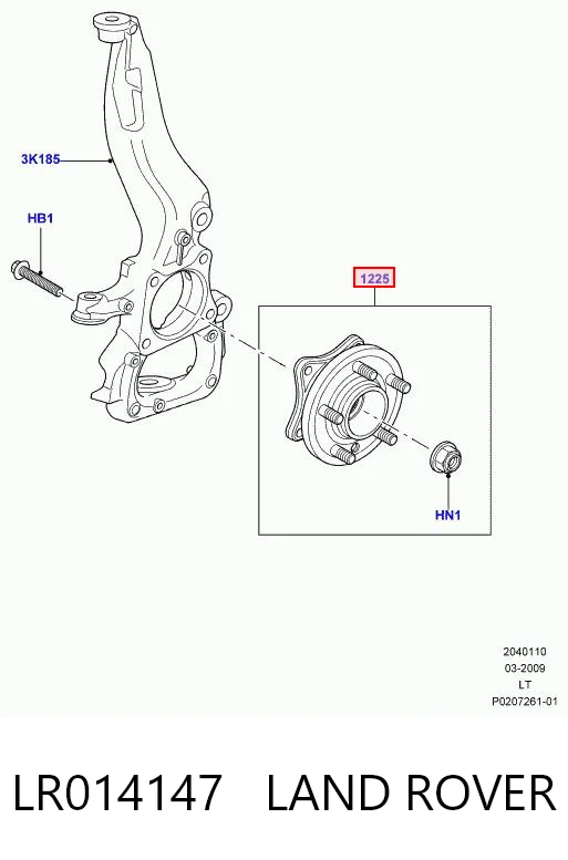 LR014147 Land Rover Cubo delantero
