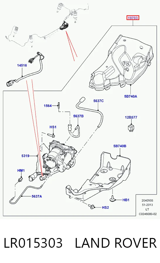 LR015303 Land Rover Compresor de suspensión neumática