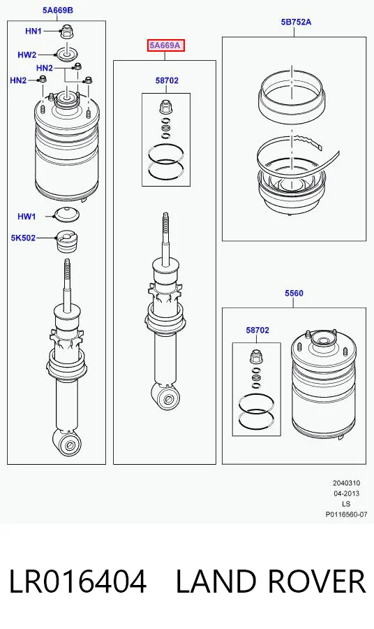LR016404 Land Rover Amortiguadores posteriores