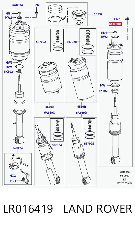 LR016419 Land Rover Amortiguadores posteriores