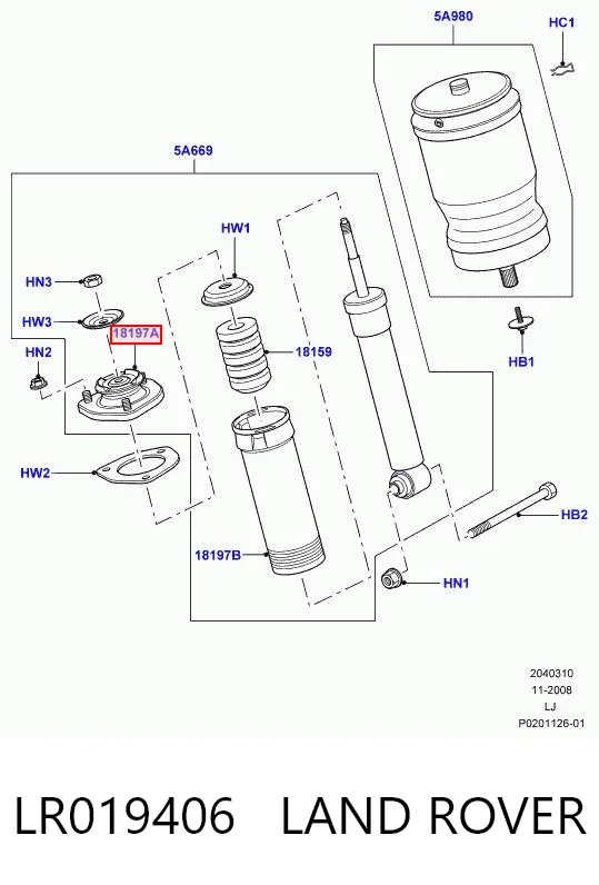 Copela de amortiguador trasero para Land Rover Range Rover L322