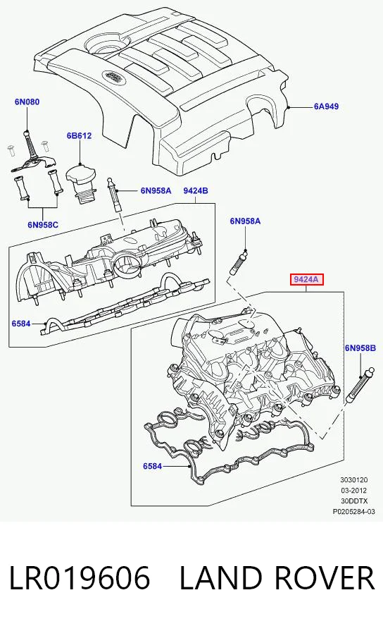 LR019606 Land Rover Tapa de válvulas izquierda