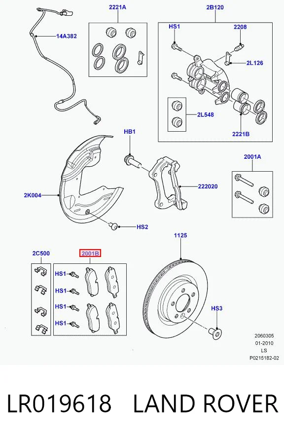 LR019618 Land Rover Pastillas delanteras