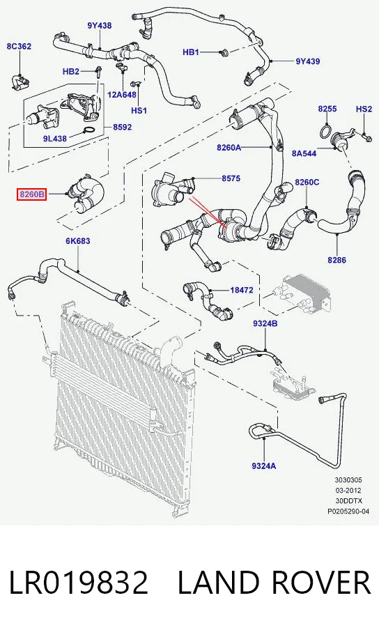 Manguera de refrigeración para Land Rover Range Rover SPORT I L320