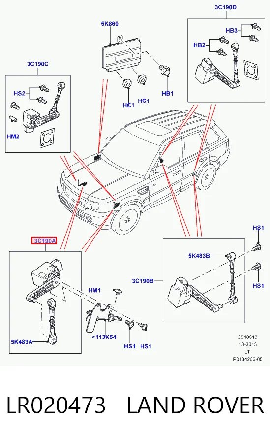 LR020473 Land Rover Sensor de nivel de carrocería delantero izquierdo