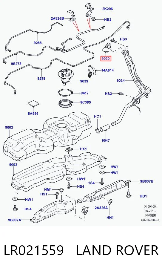 Tapón del depósito de combustible LR021559 LAND ROVER