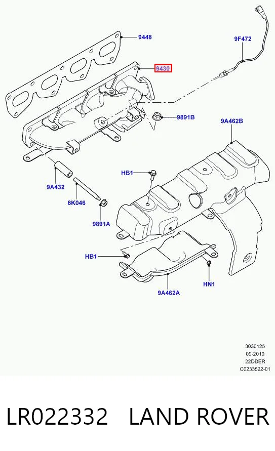 Colector de escape LR022332 LAND ROVER