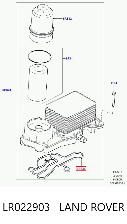 LR022903 Land Rover Junta de radiador de aceite