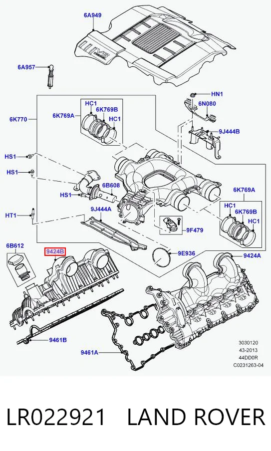 Colector de admisión derecho LR022921 LAND ROVER