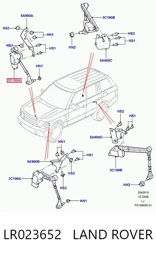 LR023652 Land Rover Sensor de nivel de carrocería delantero