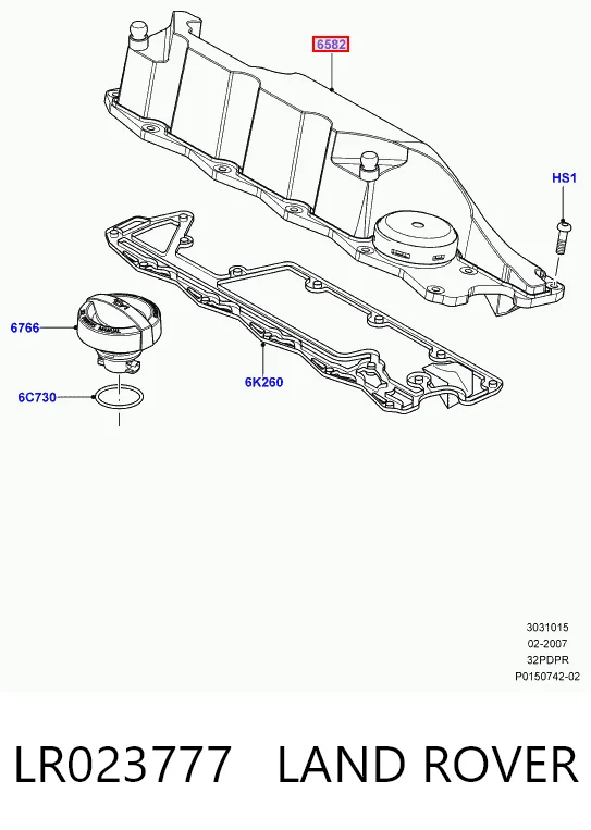 LR023777 Land Rover Tapa de culata