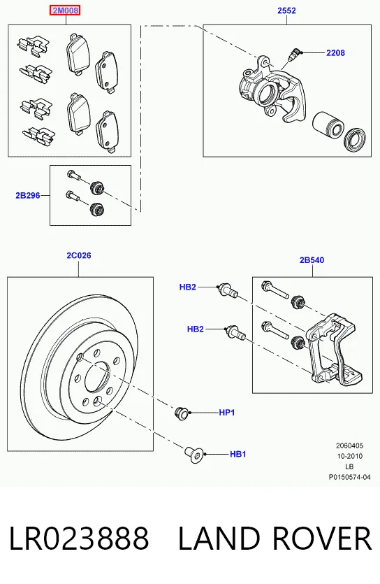 LR023888 Land Rover Pastillas freno traseras