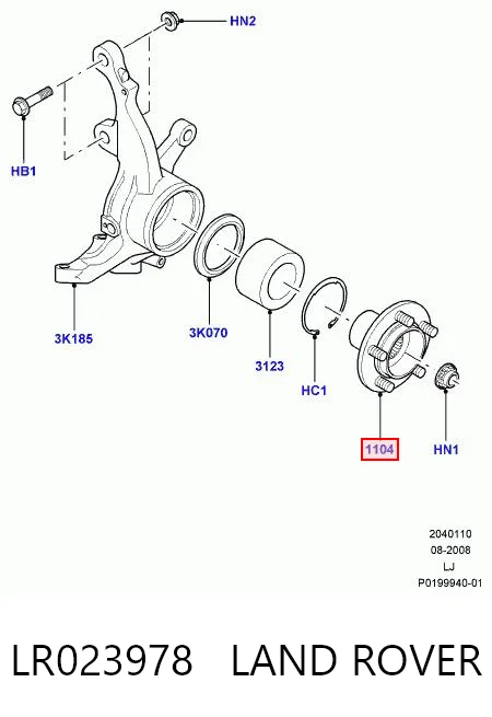 LR023978 Land Rover Cubo delantero
