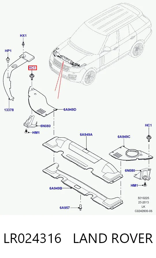 LR024316 Land Rover Clips de fijación para panel de puerta