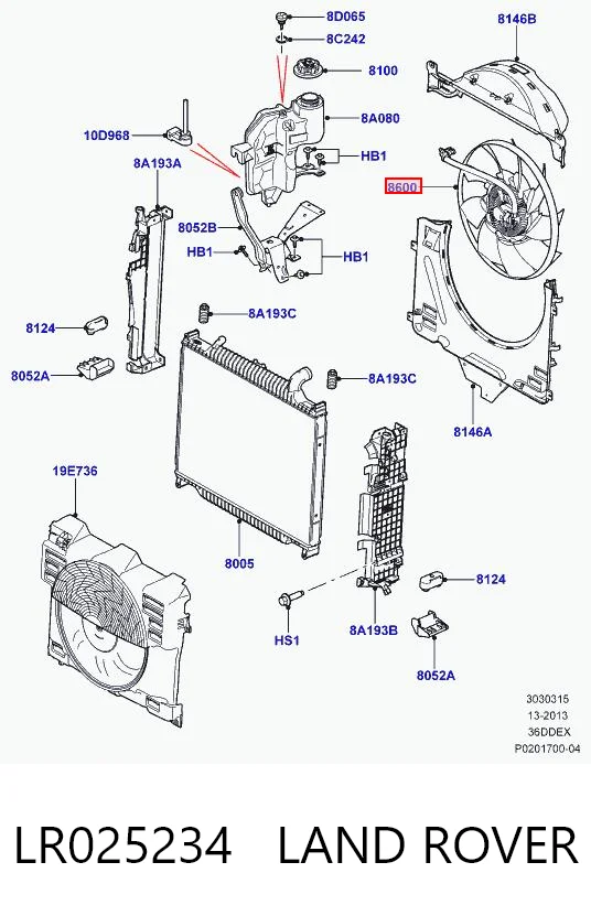 LR025234 Land Rover Electroventilador del motor