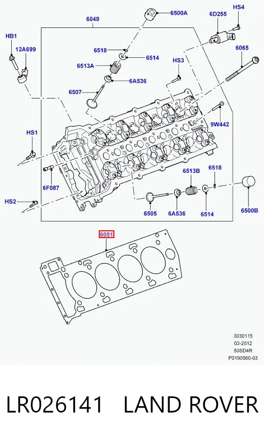 LR026141 Land Rover Empaque de culata derecha
