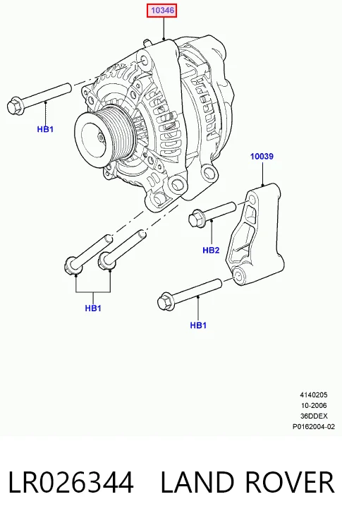LR026344 Land Rover Alternador de coche