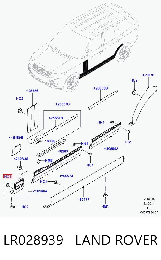 LR028939 Land Rover Clip de fijación de moldura de puerta