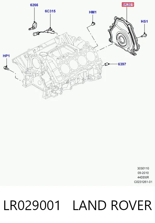 Retén trasero del cigüeñal LR029001 LAND ROVER
