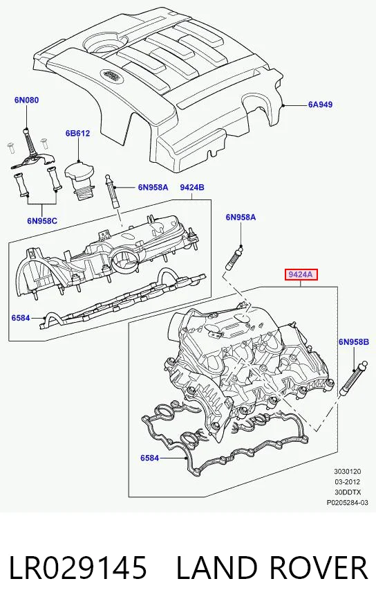 LR029145 Land Rover Tapa de válvulas izquierda