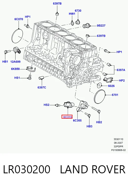 Sensor de posición del cigüeñal para Land Rover Freelander II L359