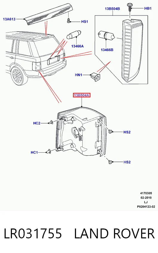 Piloto trasero derecho para Land Rover Range Rover L322