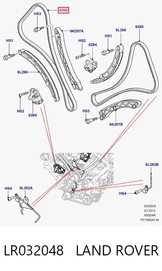 LR032048 Land Rover Cadena de motor