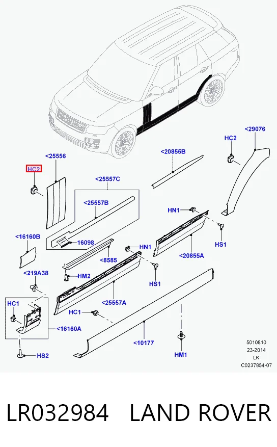 LR032984 General Motors Clip de fijación de moldura de puerta
