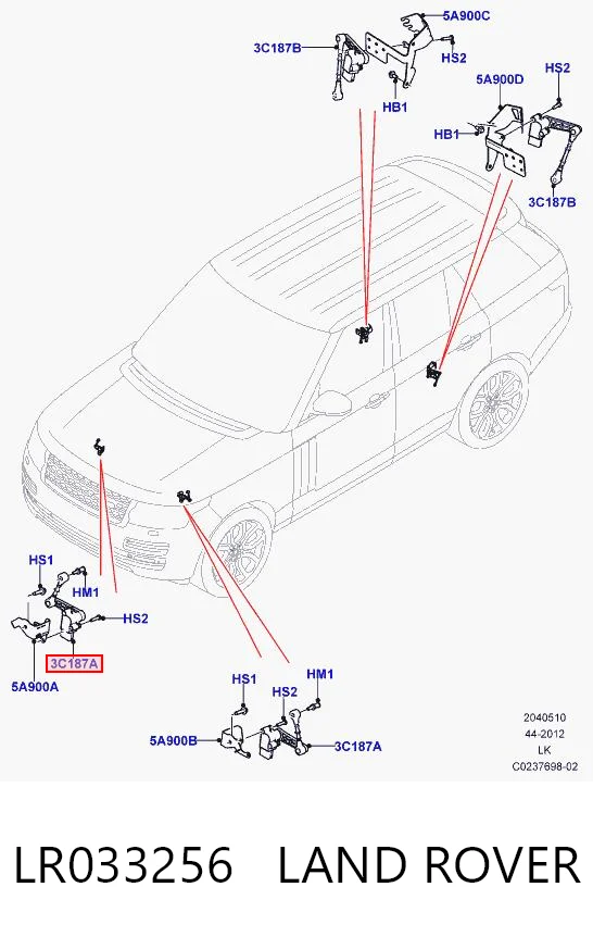 LR033256 Land Rover Sensor de nivel de carrocería delantero