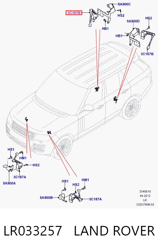 LR033257 Land Rover Sensor de nivel de carrocería trasero
