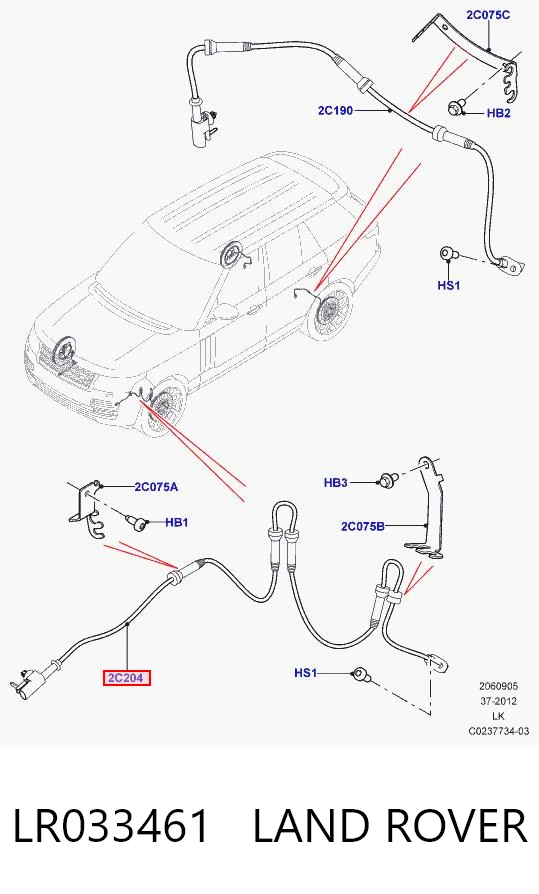 LR033461 Land Rover Sensor de rueda abs