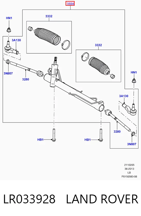 Cremallera de dirección LR033928 LAND ROVER