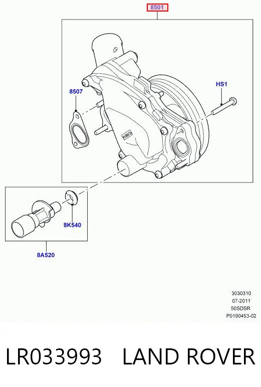 LR033993 Land Rover Bomba refrigerante coche