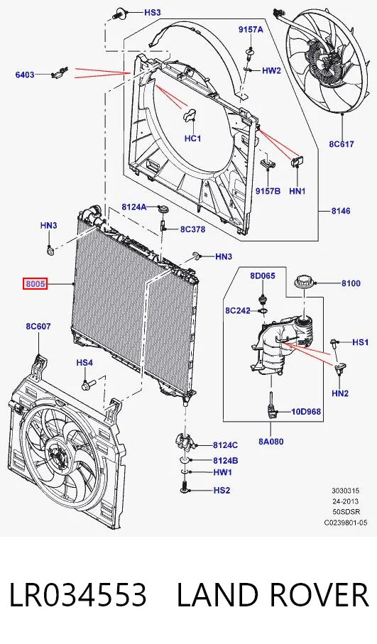 LR034553 Land Rover Refrigeración del motor