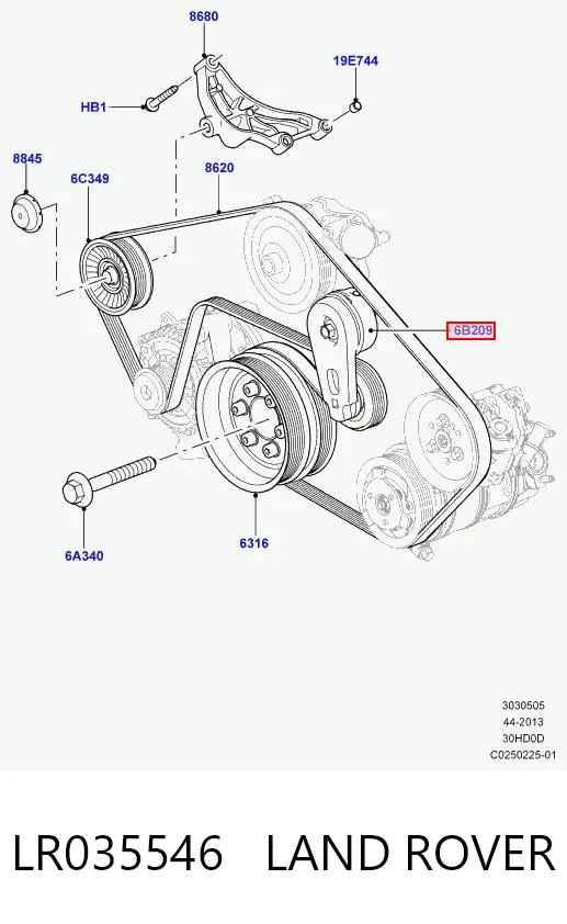 LR035546 Land Rover Tensor de correa de alternador
