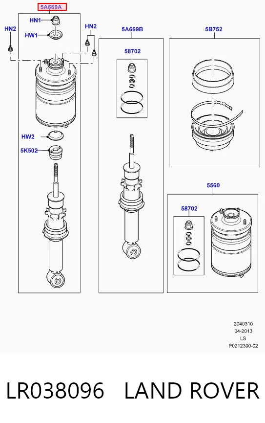 LR038096 Land Rover Amortiguadores posteriores