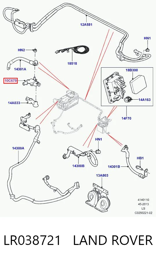 LR038721 Land Rover Cable de masa de batería