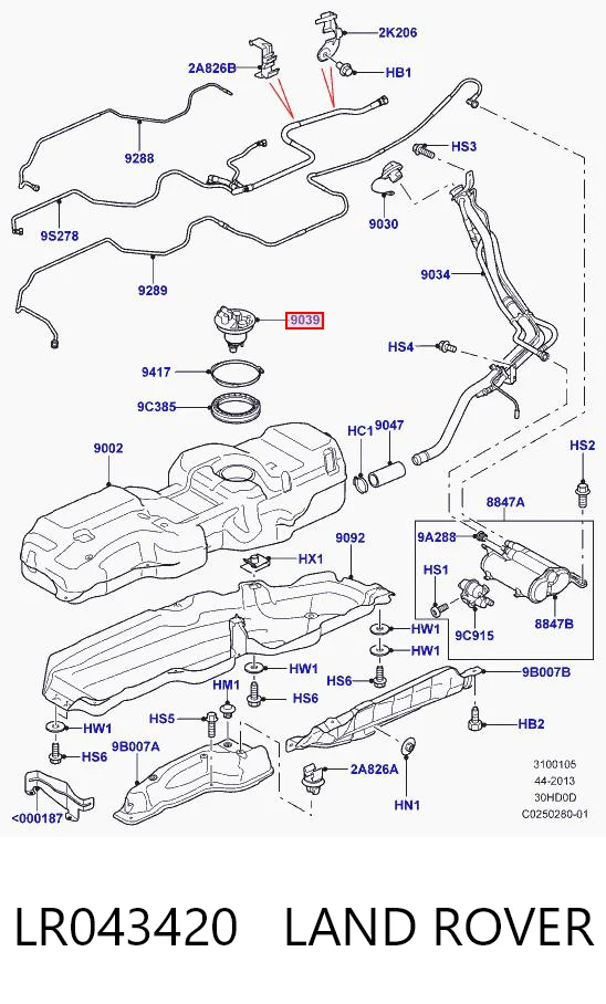 LR043420 Land Rover Tapa tanque combustible
