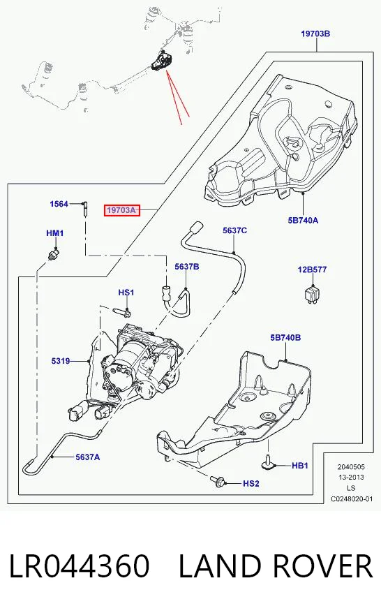 LR044360 Land Rover Compresor de suspensión neumática