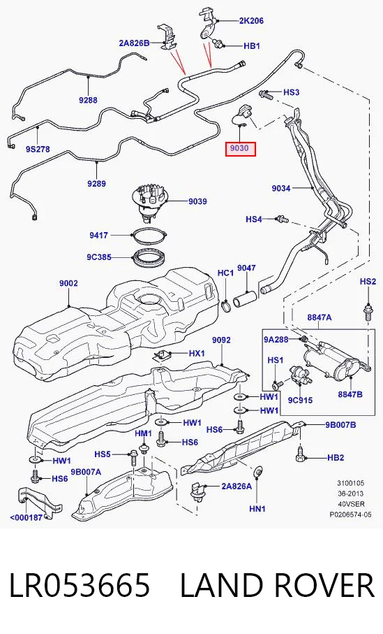 LR053665 Land Rover Tapa tanque combustible