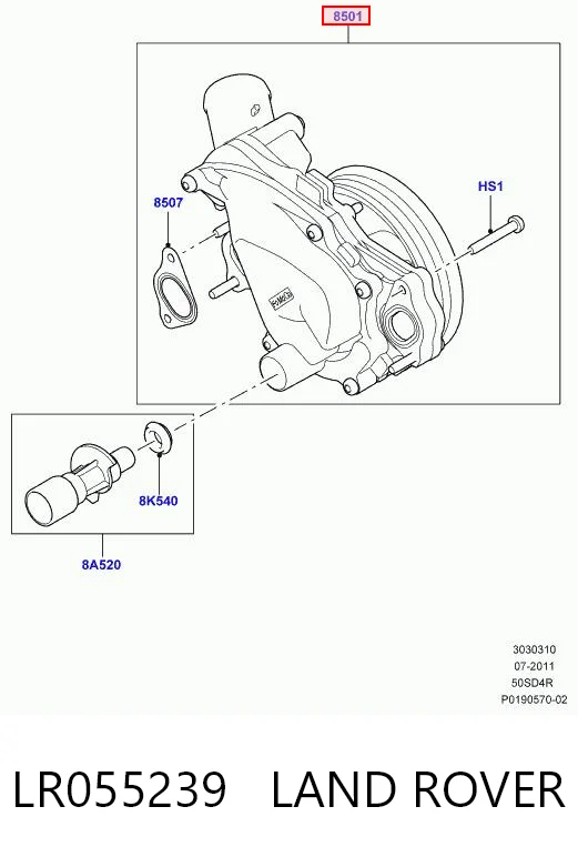 LR055239 Land Rover Bomba refrigerante coche
