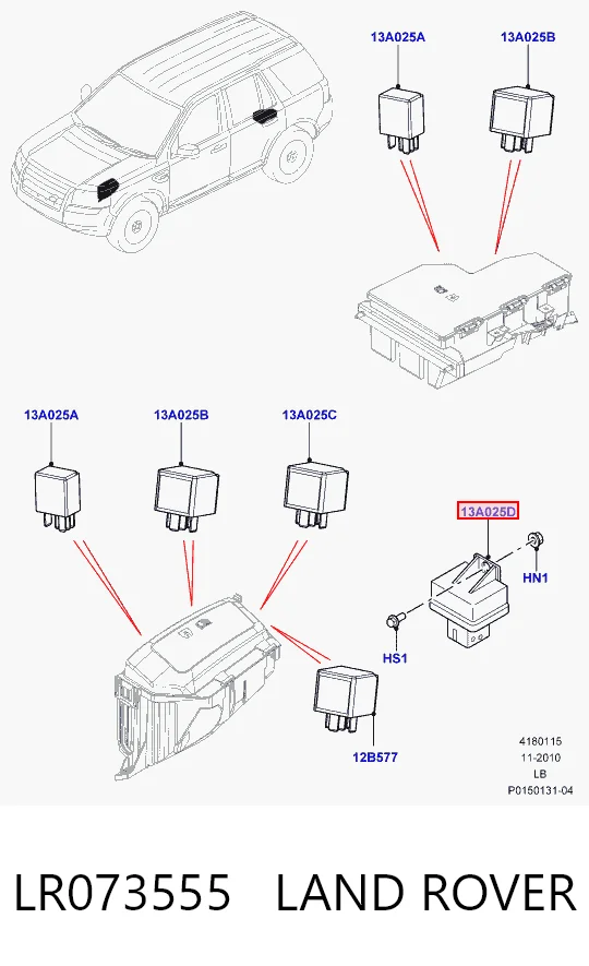 LR073555 Land Rover Relé de bujías incandescentes