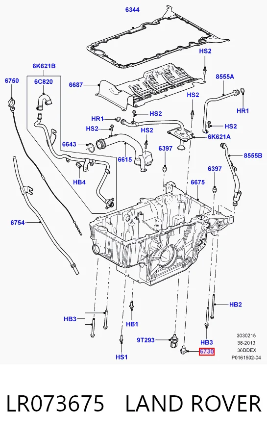 LR073675 Land Rover Tapón del cárter de aceite