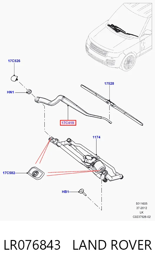 Brazo del limpiaparabrisas lavado de parabrisas para Land Rover Range Rover SPORT II L494