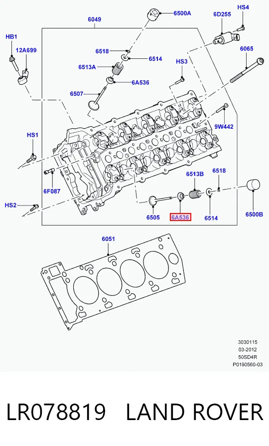 LR078819 Land Rover Empaquetadura De Aceite De Valvula