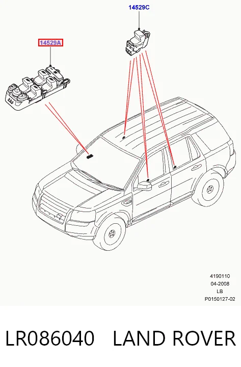 LR086040 Land Rover Unidad de control de elevalunas delantera izquierda