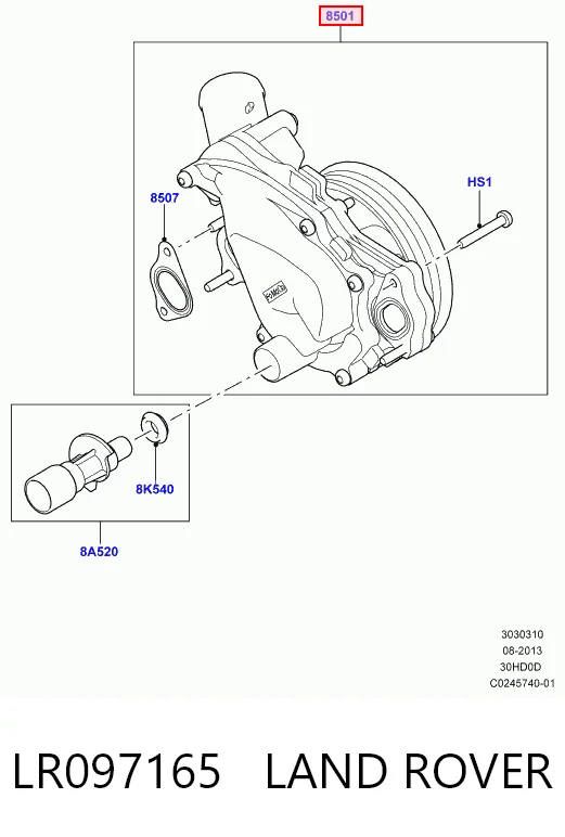 LR097165 Land Rover Bomba refrigerante coche