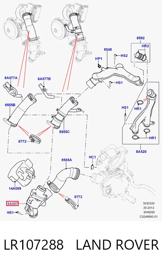 LR107288 Land Rover Caja del termostato