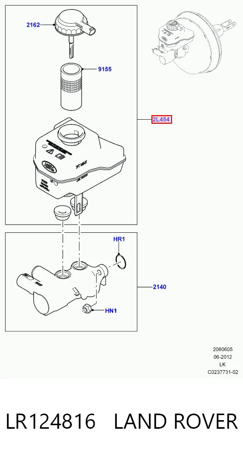 Depósito de líquido de frenos para Land Rover Range Rover L494