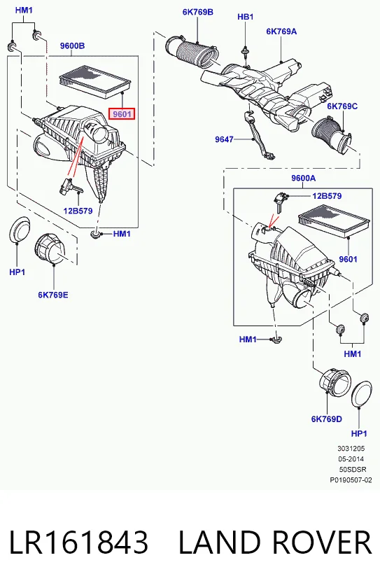 LR161843 Land Rover Filtro de aire de motor